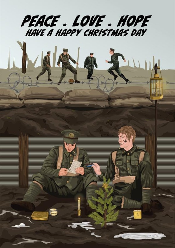 Thoughtful Historic Christmas Card - WWI 1914 Christmas Truce created by The Great & The Good