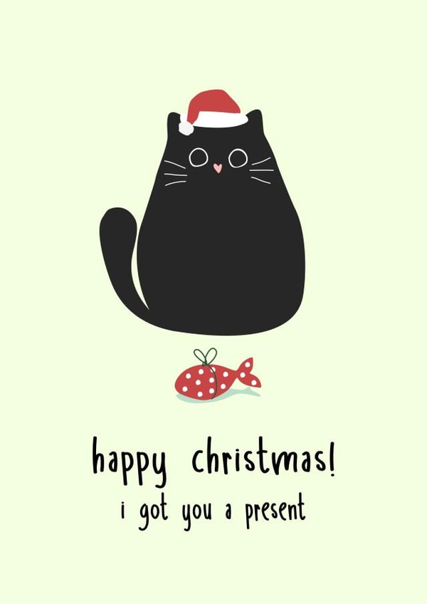 Cute Christmas Card - From The Cat - Present created by @hollielonglanddesigns