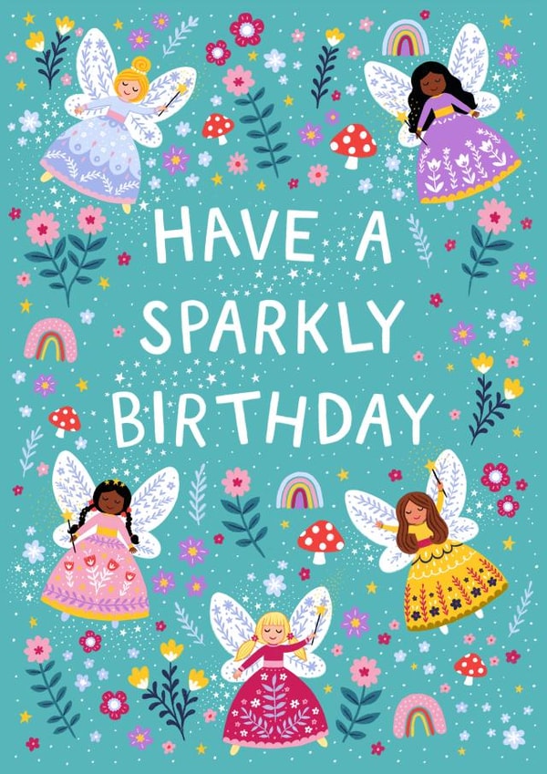 Cute Birthday Card - Fairies - Sparkly Birthday created by Pear Tree Press