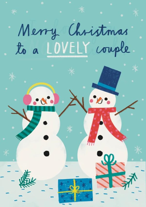 Cute Christmas Card - Lovely Couple - Snowmen created by Alice Mole Illustration