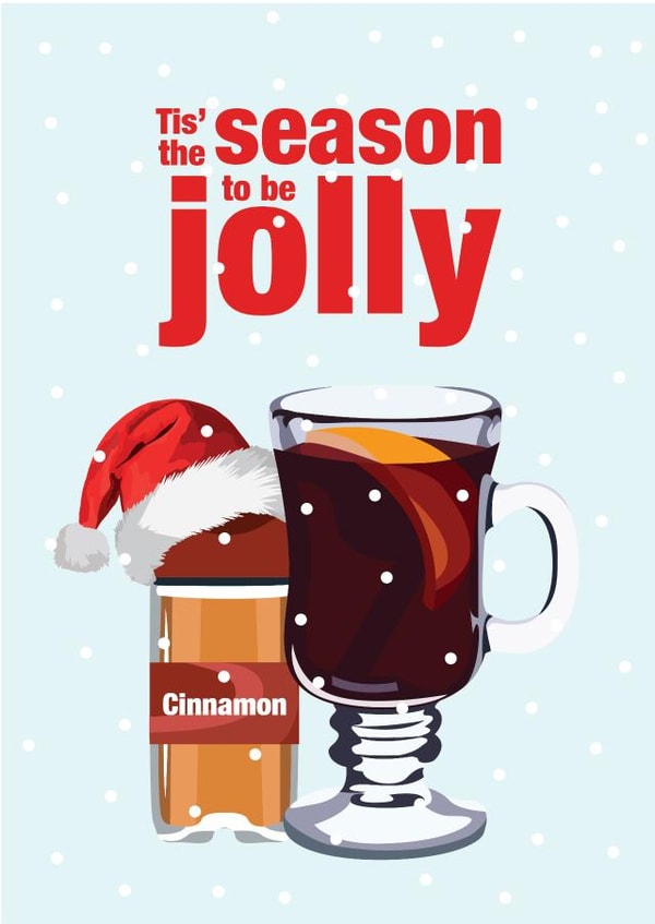 Punny Christmas Card - Tis' The Season To Be Jolly - Mulled Wine created by BB Designs