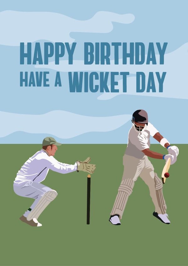 Punny Birthday Card - Cricket - Have A Wicket Day created by BB Designs