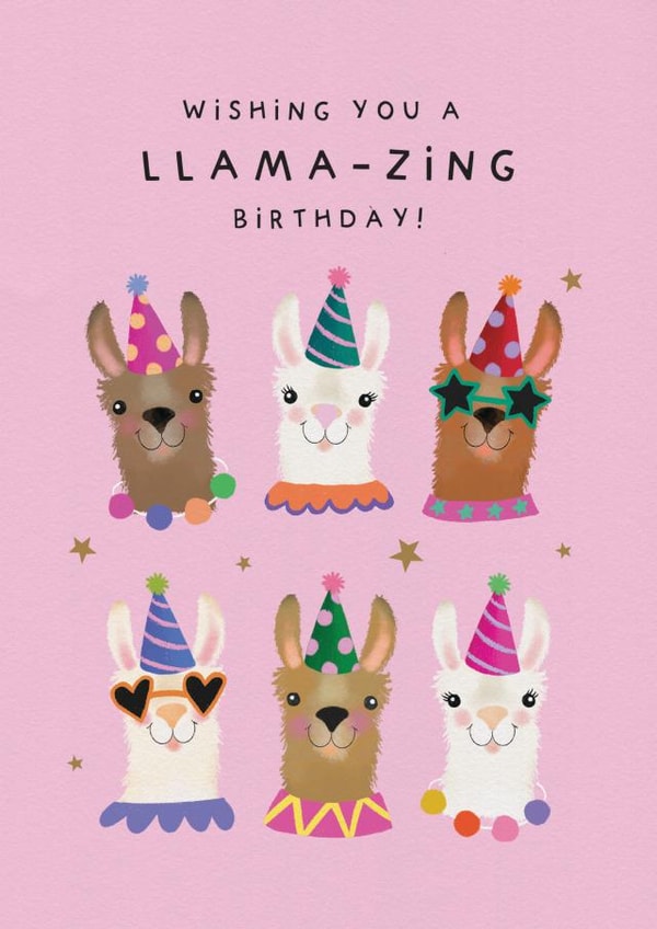Cute Birthday Card - Party Llama - Pun created by Studio Mads