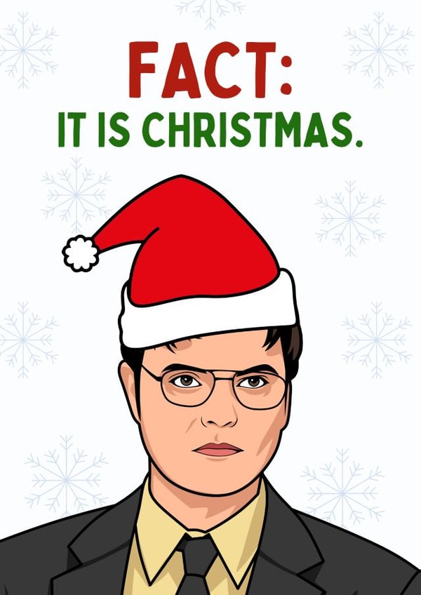 Funny Christmas Card - The Office - Dwight Schrute - Fact created by Sundiva Designs