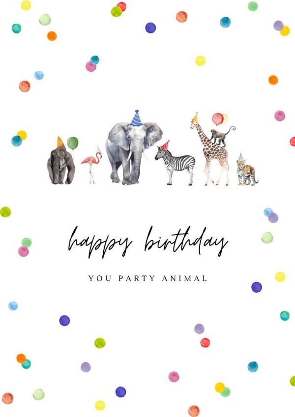 Cute Party Animal Birthday Card created by Gillian Ayre