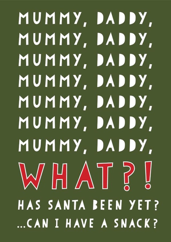 Cute Christmas Card - To Mummy And Daddy - Has Santa Been Yet? created by Heather Alstead Design LTD
