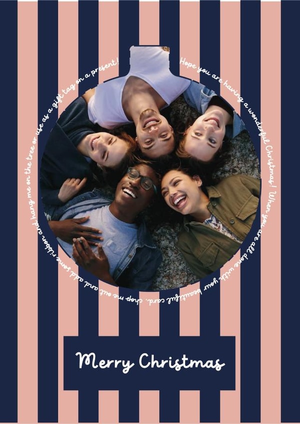 Modern Christmas Card - Bauble - Striped Design created by Heather Alstead Design LTD