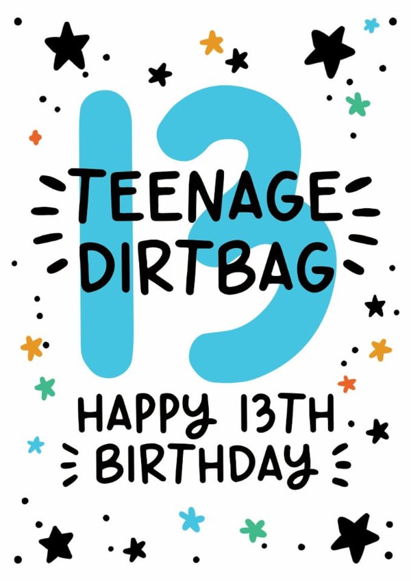 Bold 13th Birthday Card - For Him - Teenage Dirtbag! created by Lyndsay Moon