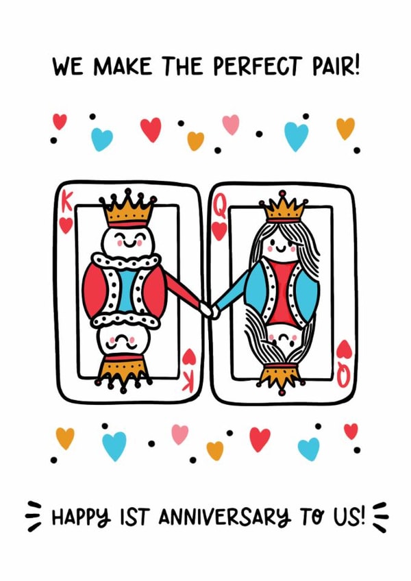 Cute 1st Anniversary Card - King And Queen Cards - First Anniversary created by Lyndsay Moon