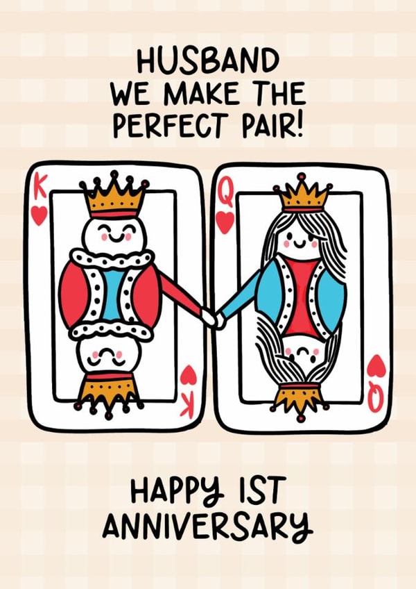 Cute Husband 1st Anniversary Card - King And Queen Cards - Paper Anniversary created by Lyndsay Moon