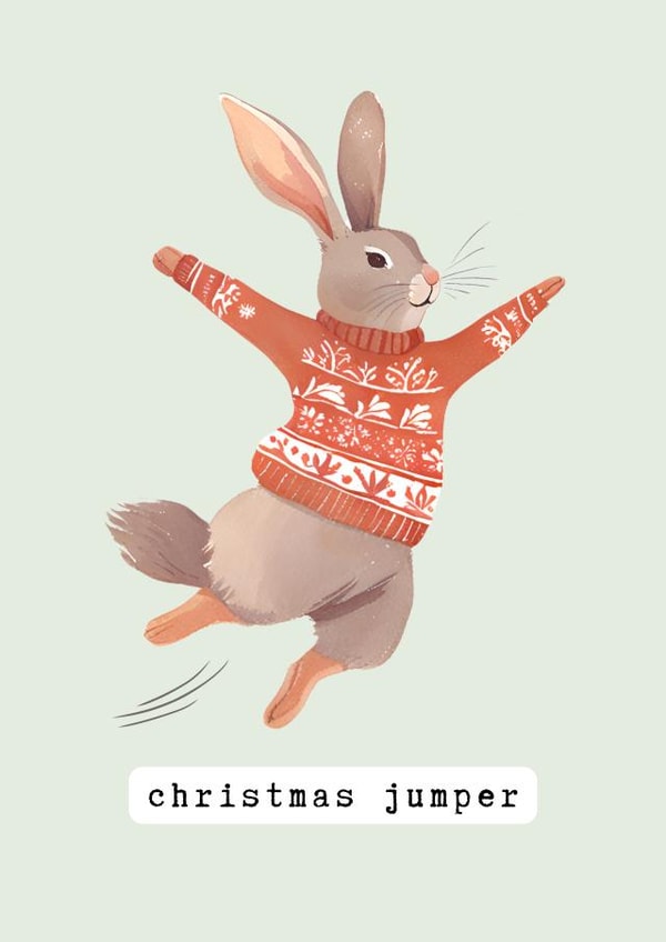 Cute Christmas Card - Christmas Jumper - Rabbit created by StudioMerryCo