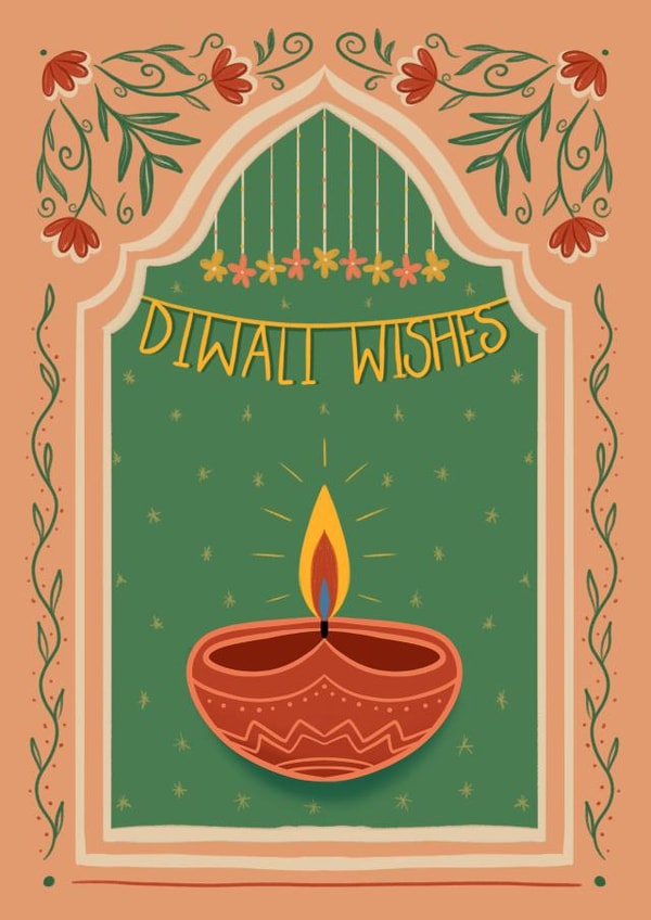 Pretty Diwali Card - Diwali Lantern - Hindu - Festival Of Light created by Kamiya Chirodian