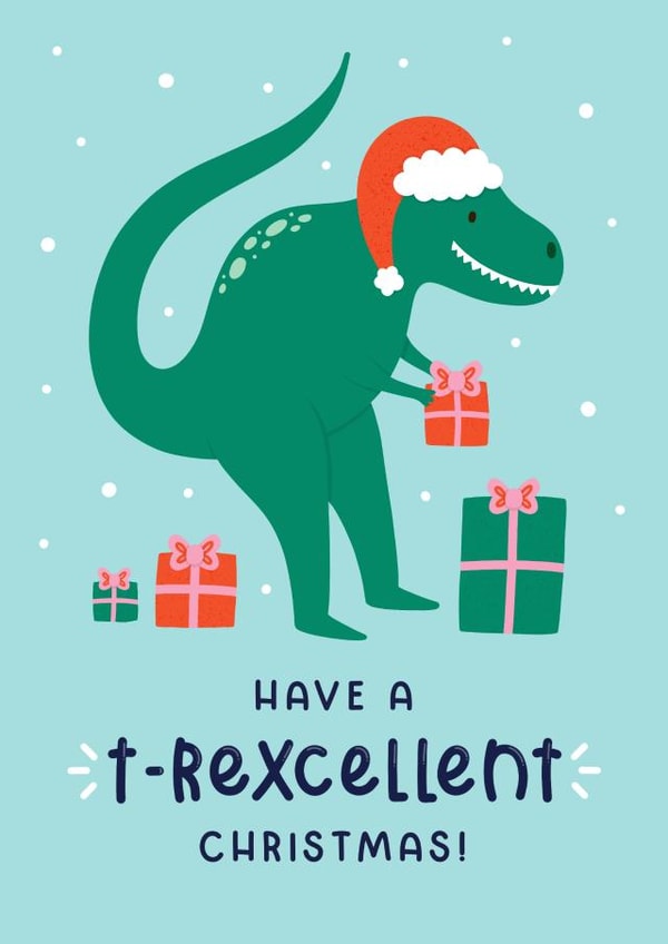 Cute Christmas Card - Dinosaur - Pun created by Joanne Hawker