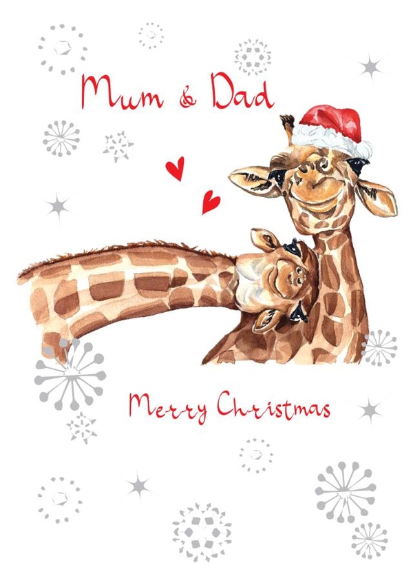 Cute Christmas Card - For Mum & Dad - Cuddling Giraffes created by SABIVO Design by Sabina