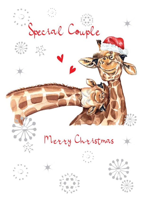 Cute Christmas Card - For A Special Couple - Cuddling Giraffes created by SABIVO Design by Sabina