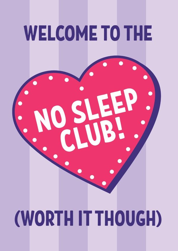 Funny New Baby Card - For Parents - No Sleep Club created by Blush & Blossom