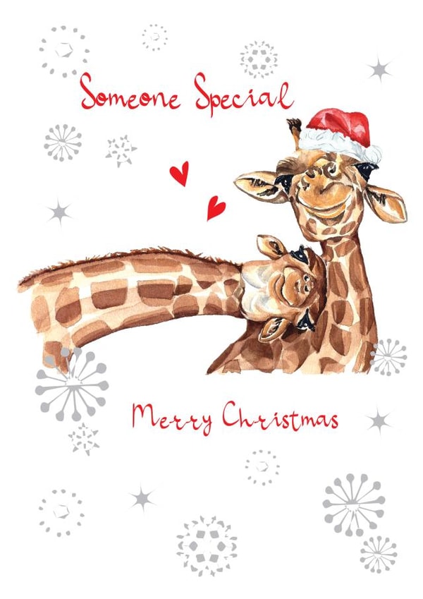Cute Christmas Card - For Someone Special - Cuddling Giraffes created by SABIVO Design by Sabina
