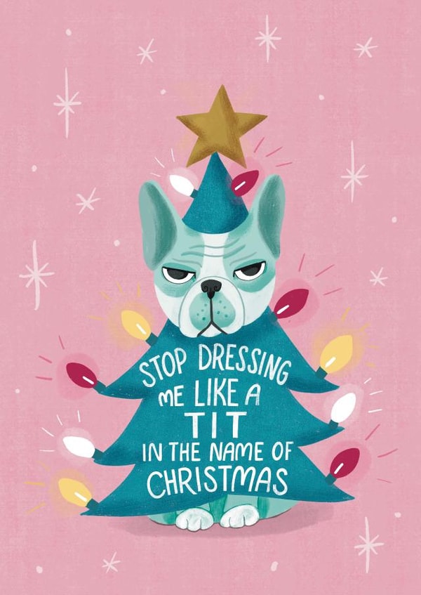 Funny Christmas Card - Dog - Dressing Up - Costume created by Silky Rose Design