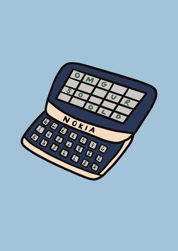 Funny Birthday Card - Nokia Phone - Omg Ur So Old created by Cuppa Cosy 