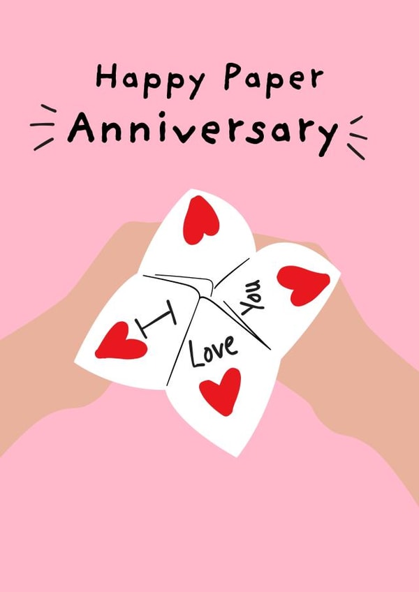 Cute Anniversary Card - 1st Anniversary - Paper created by original fox designs
