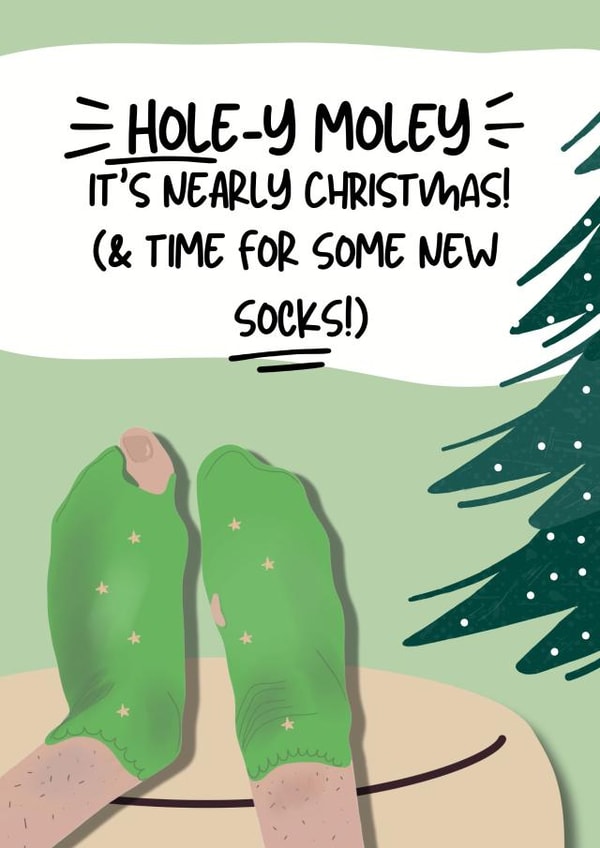 Funny Christmas Card - Socks - Pun created by original fox designs
