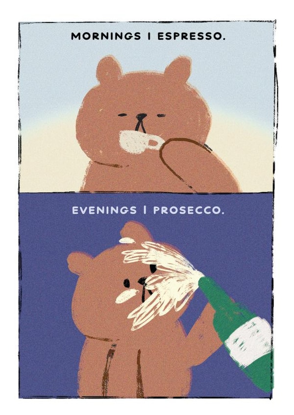 Funny Birthday Card - Bear - Espresso - Prosecco created by JOLLY AWESOME