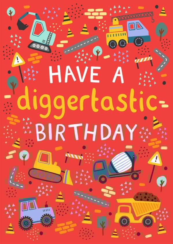 Cute Birthday Card - Tractor - Trucks - Diggers created by Pear Tree Press