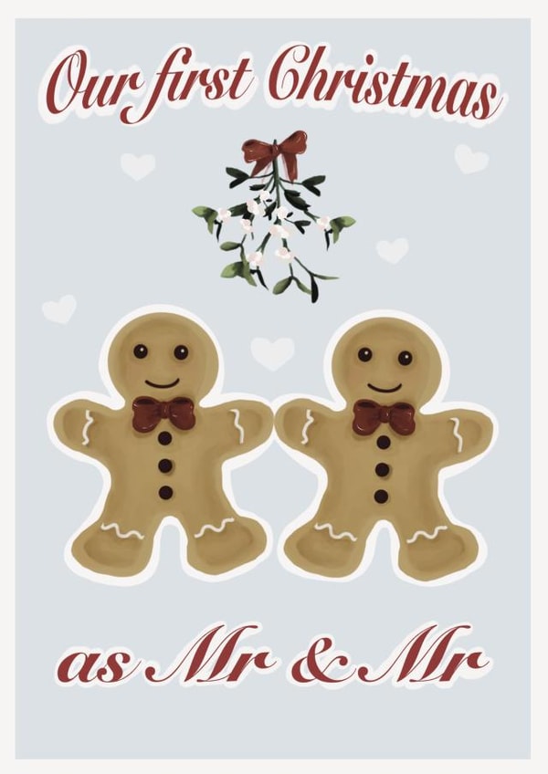 Cute Christmas Card - Gingerbread Men - First Christmas Together - LGBTQ+ created by onethirtysix_am