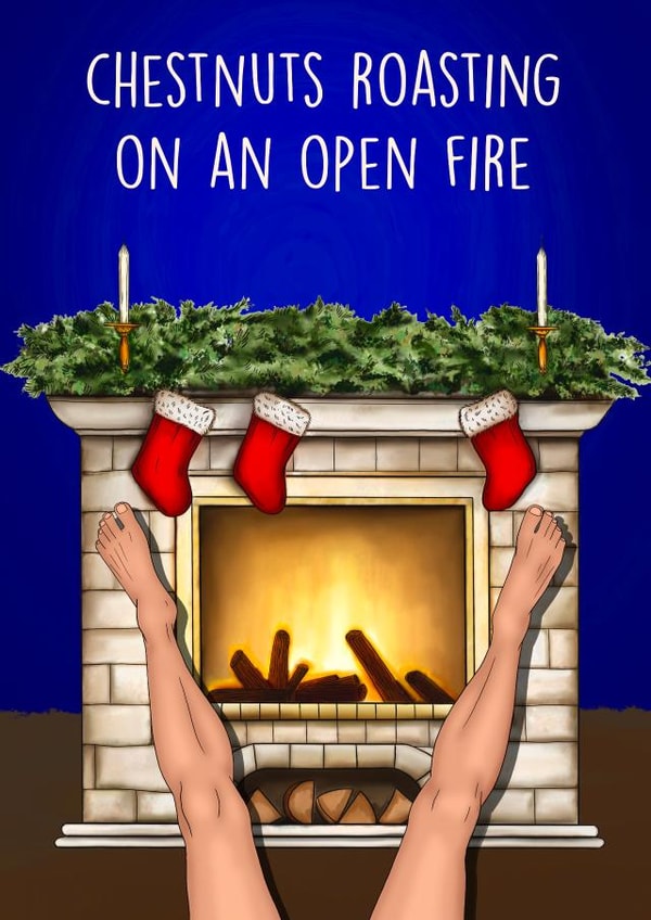 Funny Christmas Card - Chestnuts Roasting created by Poppy & Mabel 