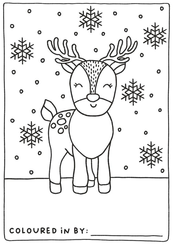 Cute Christmas Card - Colour Your Own Christmas Card - Reindeer Design created by Sarah Harding