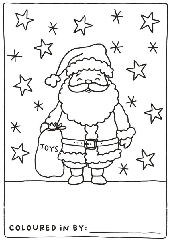 Cute Christmas Card - Colour Your Own Christmas Card - Santa created by Sarah Harding