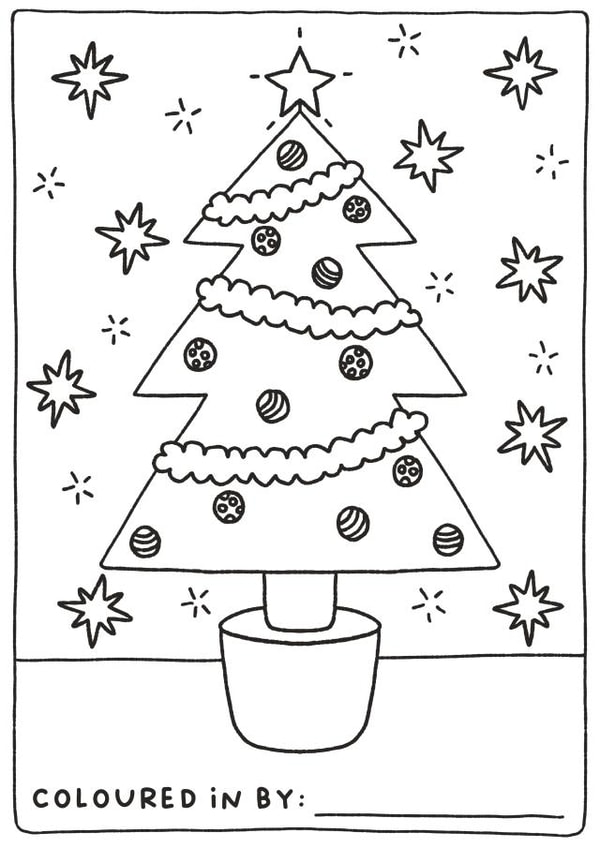 Cute Christmas Card - Colour Your Own Christmas Card - Festive Tree Design created by Sarah Harding