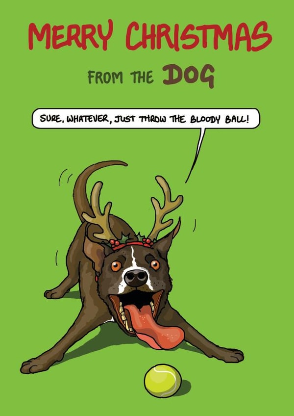 Funny Christmas Card - Dog - From The Dog created by Bryony Jackson Walters
