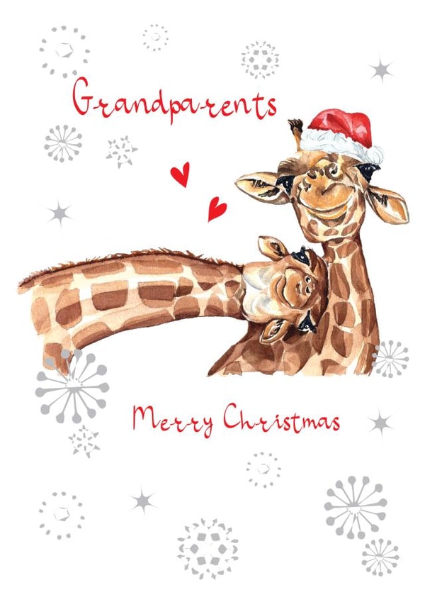 Cute Christmas Card - For Grandparents - Giraffes created by SABIVO Design by Sabina