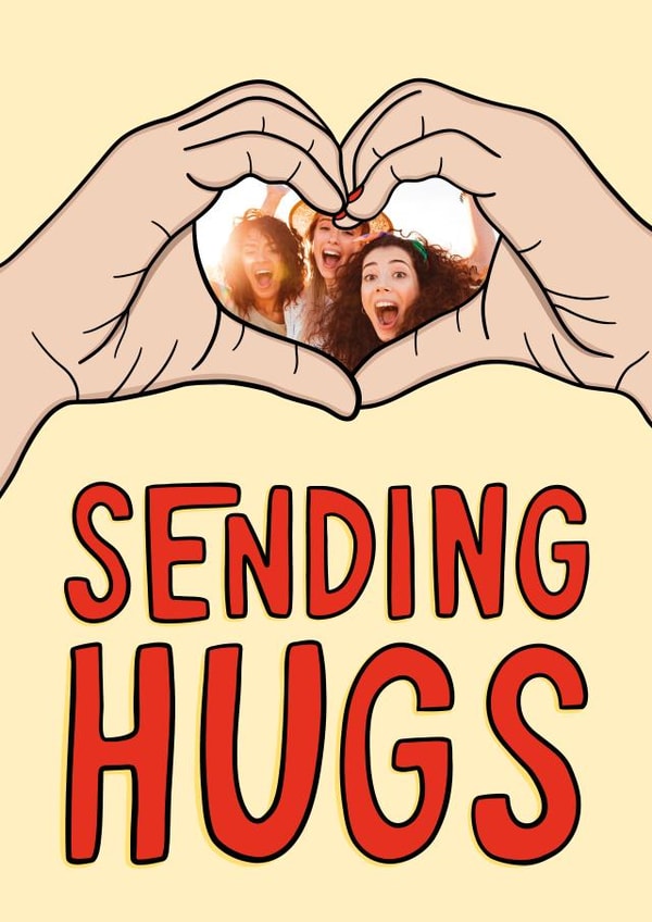 Cute Thinking Of You Card - Sending Hugs - Heart created by TeePee Creations