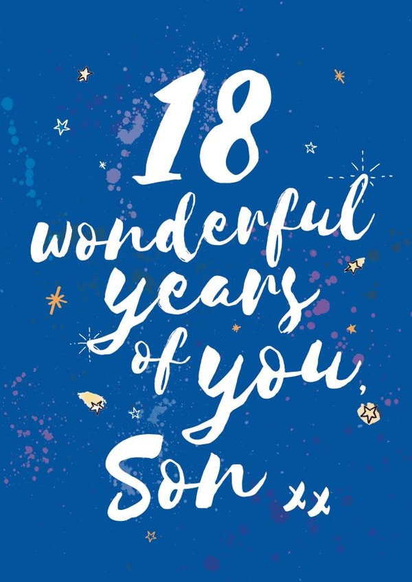 Classic 18th Birthday Card - For Son - Stars created by Bow & Bell