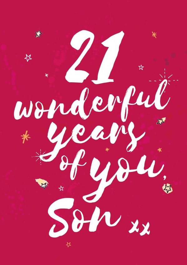 Classic 21st Birthday Card - For Son - Stars created by Bow & Bell