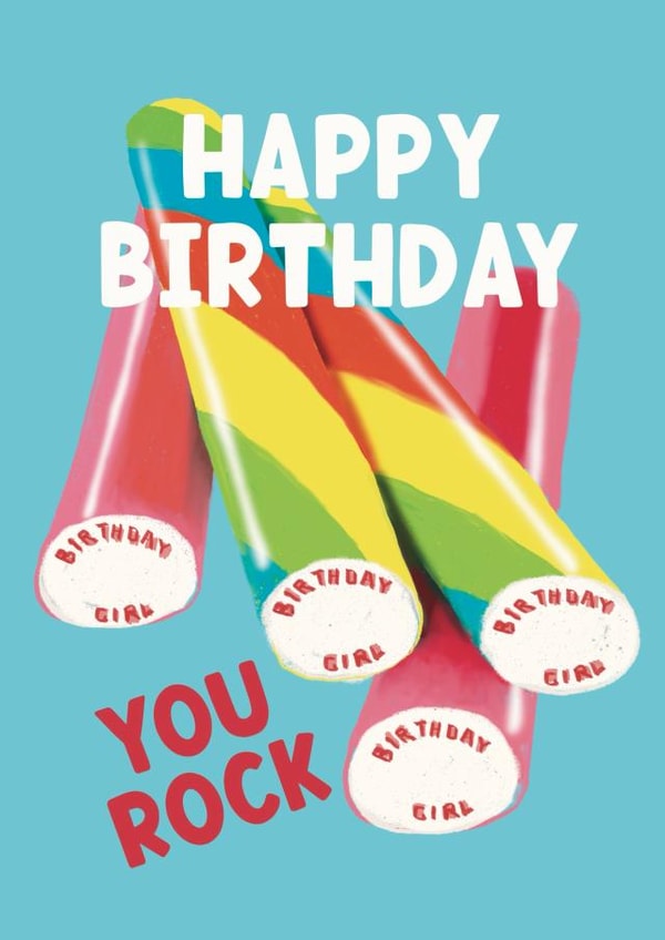 Funny Birthday Card - You Rock - Sweets created by Giddy Kipper