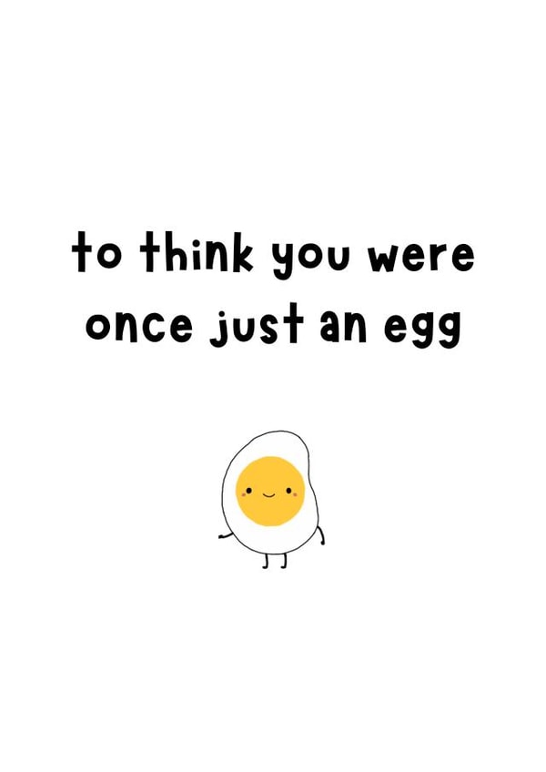 Funny Birthday Card - Egg - Pun created by Amy (Hedgecards)
