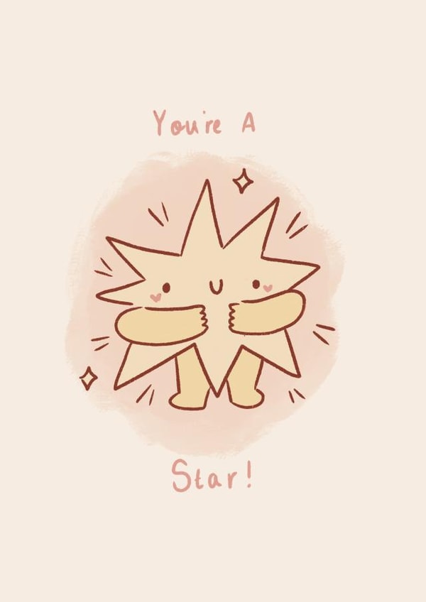 Congratulations Greeting Card - You're A Star - Well done - pun - Cute - sweet created by Jude Amelia Draws