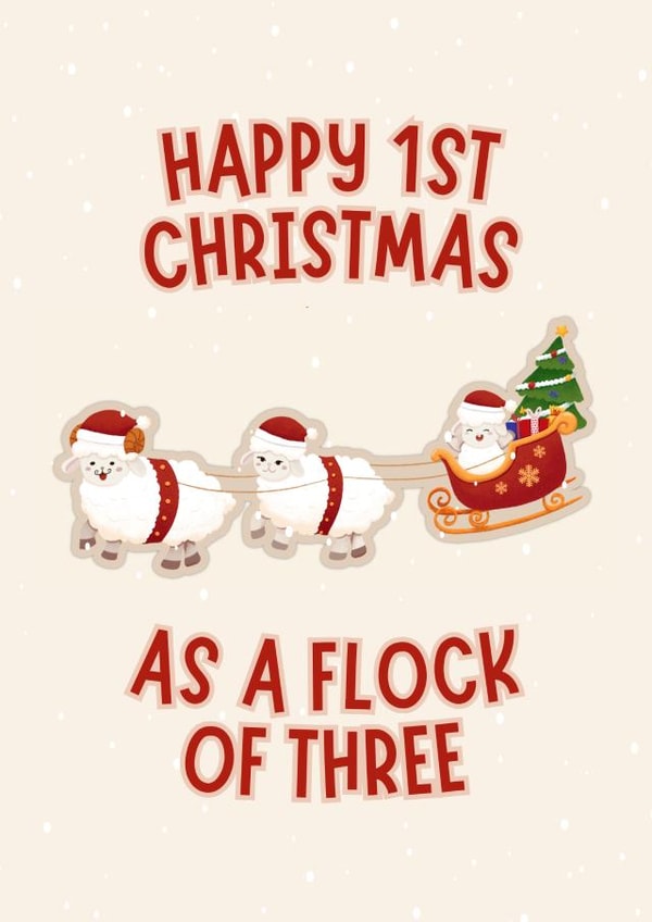Cute Christmas Card - 1st Christmas - Flock Of Three - Sheep created by Sundiva Designs