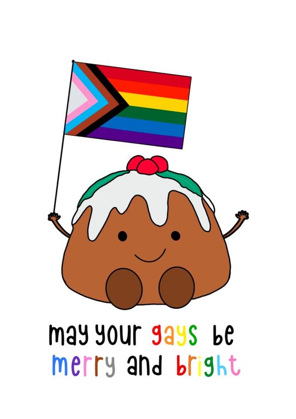 Cute Christmas Card - LGBTQ+ - Christmas Pudding created by Lots of Love, Hannah 