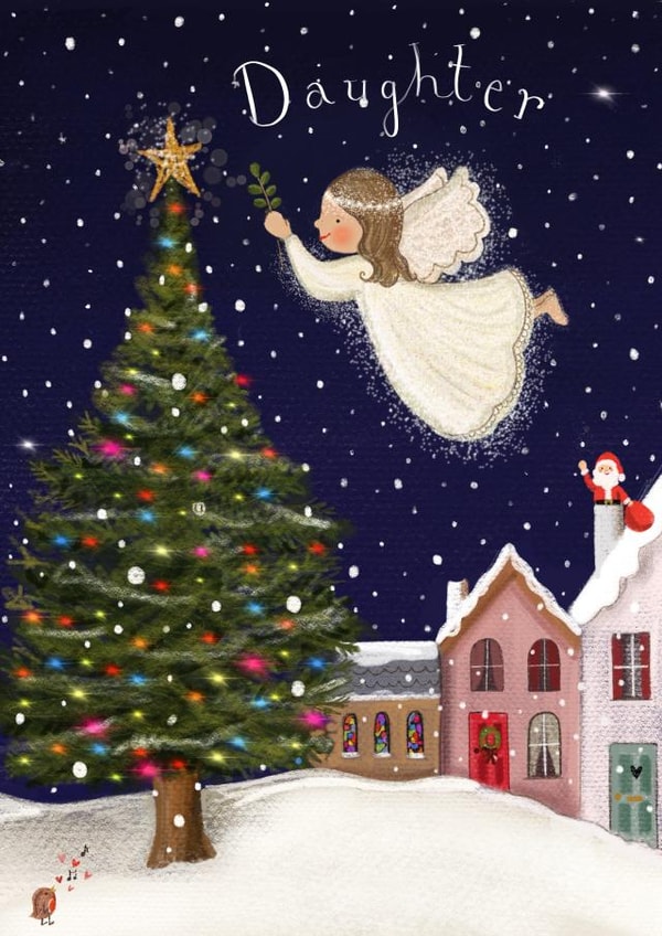 Classic Christmas Card - For Daughter - Angel created by Love Lucy Illustration
