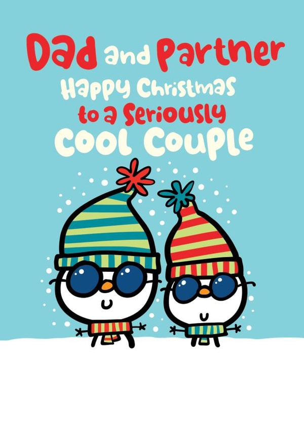 Cute Christmas Card - Dad And Partner - Snowmen created by Pink wink