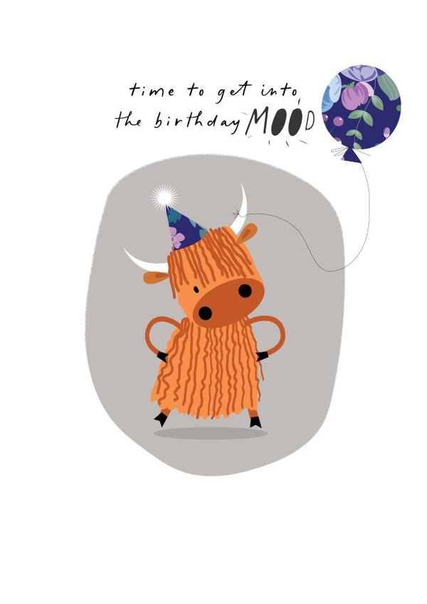 Cute Birthday Card - Cow Pun - Balloon created by Pink Pig