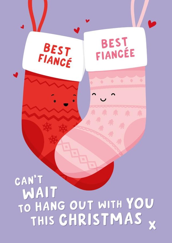 Cute Christmas Card - Fiancé/Fiancée - Stocking created by Fliss Muir