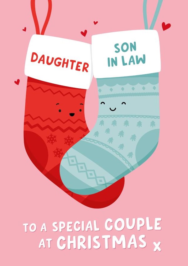 Cute Christmas Card - For Daughter & Son In Law - Stockings created by Fliss Muir