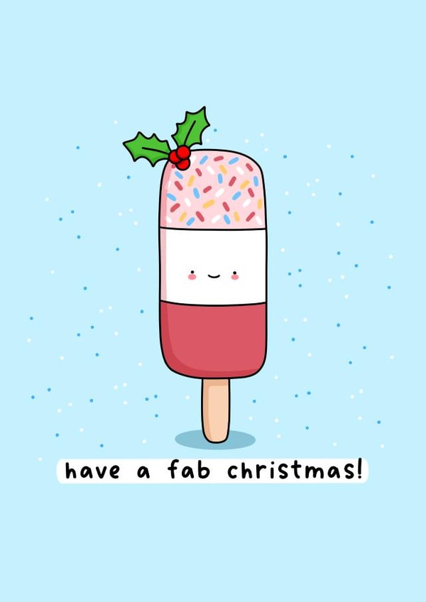 Cute Christmas Card - Fab Ice Lolly - Kawaii created by Rosalie Perl