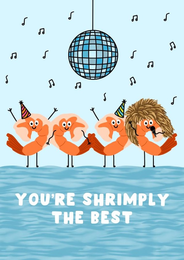 Funny Birthday Card - You're Shrimply The Best - Tina Turner created by Pink Peach Cards