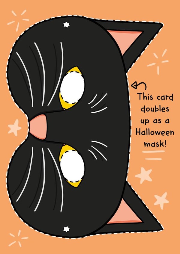 Cute Halloween Card - Black Cat Mask created by TeePee Creations